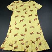Load image into Gallery viewer, Girls Mango, yellow cotton casual dress, tigers, EUC, size 10, L: 68cm