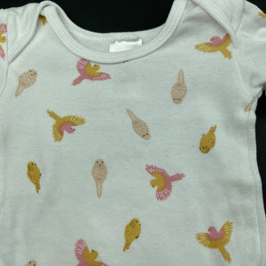 Girls Anko, cotton bodysuit / romper, birds, FUC, size 0000,  