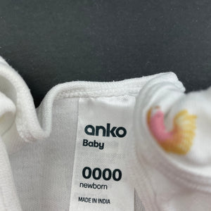 Girls Anko, cotton bodysuit / romper, birds, FUC, size 0000,  