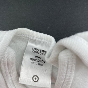 unisex Target, white cotton bodysuit / romper, FUC, size 0000,  