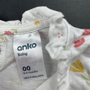 Girls Anko, floral cotton long sleeve top, FUC, size 00,  