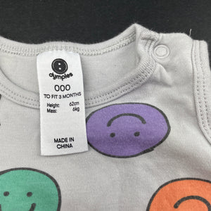 unisex Dymples, grey cotton romper, GUC, size 000,  