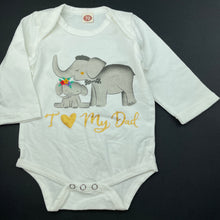 Load image into Gallery viewer, unisex stretchy, bodysuit / romper, elephants, EUC, size 00,  