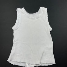 Load image into Gallery viewer, unisex 4 Baby, white ribbed cotton singlet top, GUC, size 0000,  
