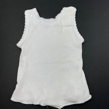 Load image into Gallery viewer, unisex 4 Baby, white ribbed cotton singlet top, GUC, size 0000,  