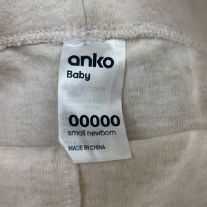 unisex Anko, oatmeal marle cotton footed leggings / bottoms, EUC, size 00000,  