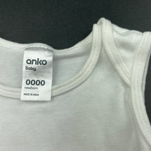 Load image into Gallery viewer, unisex Anko, white cotton singletsuit / romper, EUC, size 0000,  
