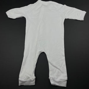 unisex a-kid-na, white cotton zip romper, GUC, size 00,  