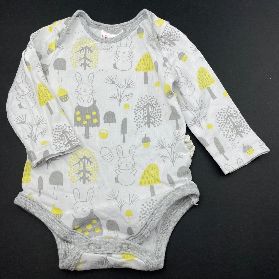 unisex Sprout, cotton bodysuit / romper, rabbits, EUC, size 000,  