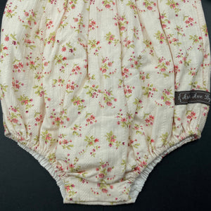 Girls Arthue Ave, vintage inspired lined floral cotton romper, NEW, size 0,  