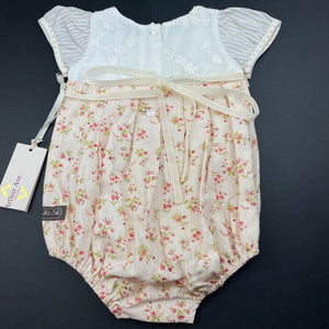 Girls Arthue Ave, vintage inspired lined floral cotton romper, NEW, size 0,  