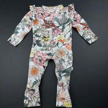 Load image into Gallery viewer, Girls Snuggle Hunny, floral organic cotton blend romper / growsuit, EUC, size 0000,  