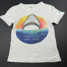 Load image into Gallery viewer, Boys H&amp;M, organic cotton t-shirt / top, shark, light marks, FUC, size 7-8,  