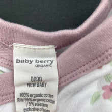Load image into Gallery viewer, Girls Baby Berry, floral organic cotton bodysuit / romper, GUC, size 0000,  