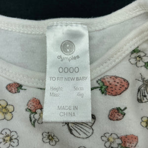 Girls Dymples, cotton bodysuit / romper, strawberries, GUC, size 0000,  