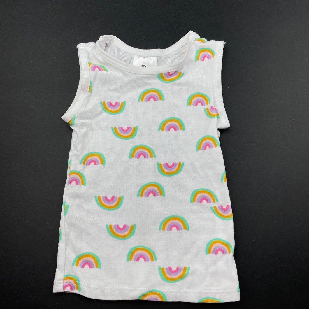 Girls Target, cotton singlet top, rainbows, EUC, size 0000,  