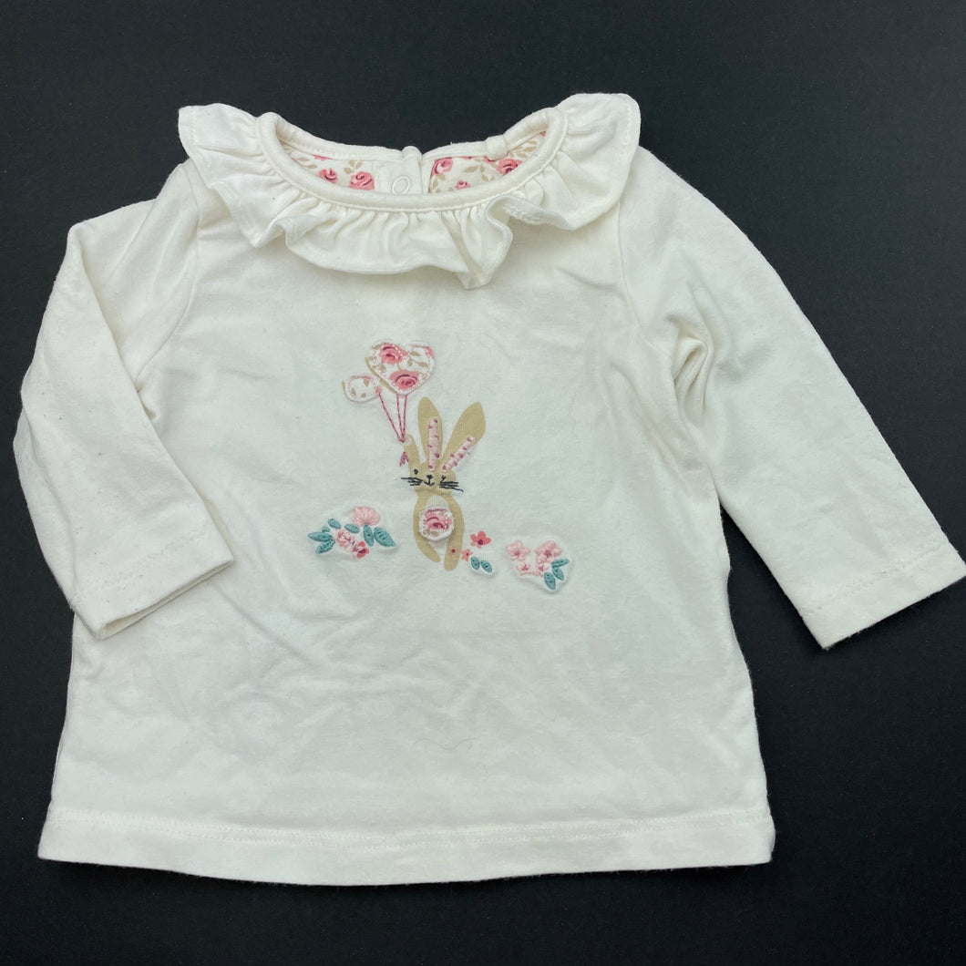 Girls Next, stretchy long sleeve top, rabbit, GUC, size 0000,  