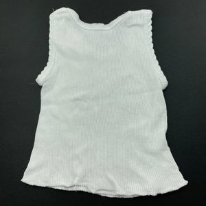 unisex 4 Baby, white ribbed cotton singlet top, EUC, size 0000,  