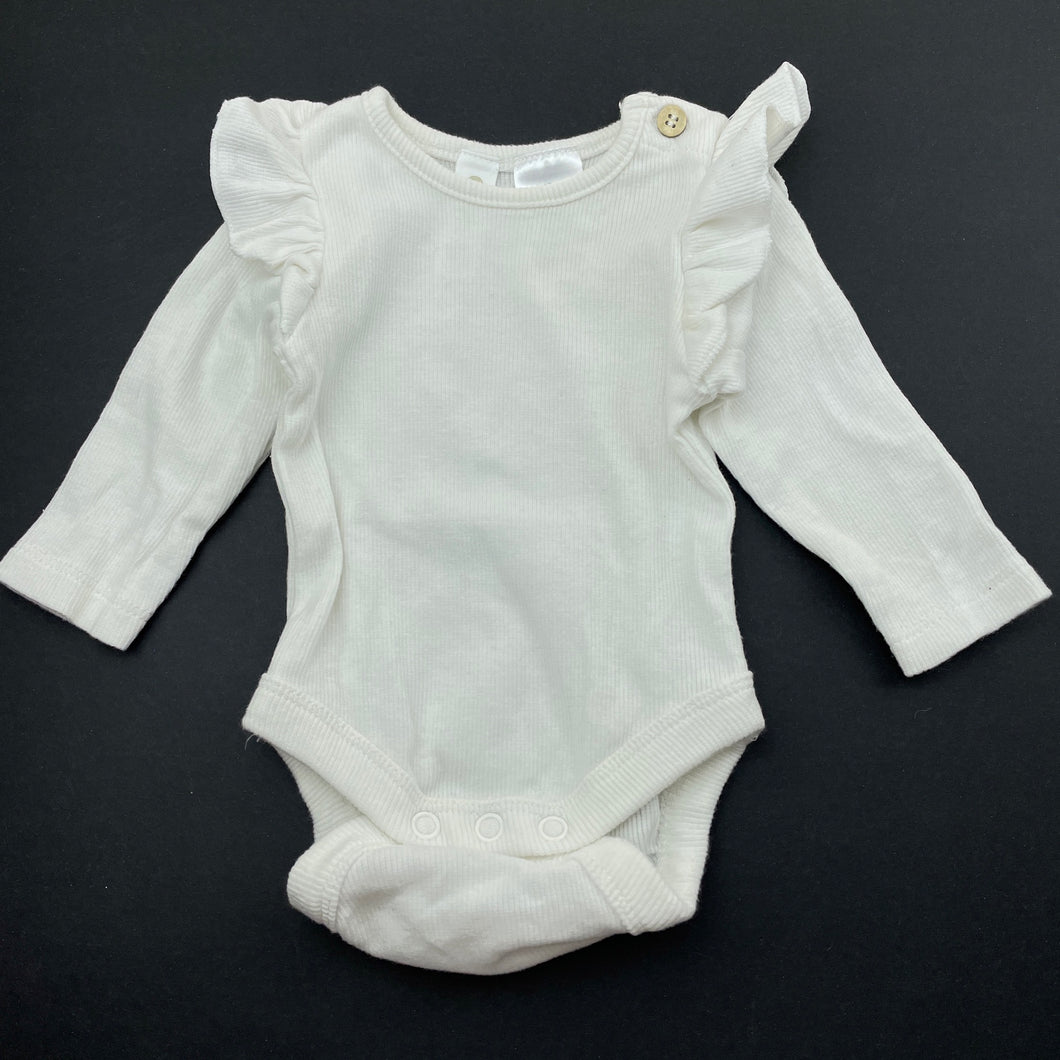 Girls Dymples, ribbed ruffle bodysuit / romper, FUC, size 0000,  