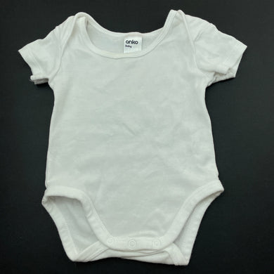 unisex Anko, white cotton bodysuit / romper, FUC, size 00,  