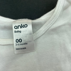 unisex Anko, white cotton bodysuit / romper, FUC, size 00,  