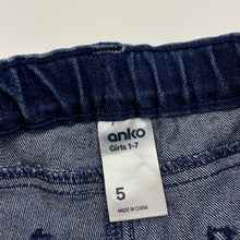 Load image into Gallery viewer, Girls Anko, blue stretch denim shorts, adjustable, GUC, size 5,  
