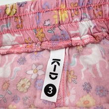 Load image into Gallery viewer, Girls KID, lightweight floral shorts, elasticated, unicorns, GUC, size 3,  