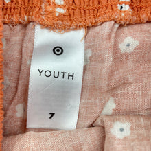 Load image into Gallery viewer, Girls Target, floral viscose / linen skirt, elasticated, L: 33cm, EUC, size 7,  
