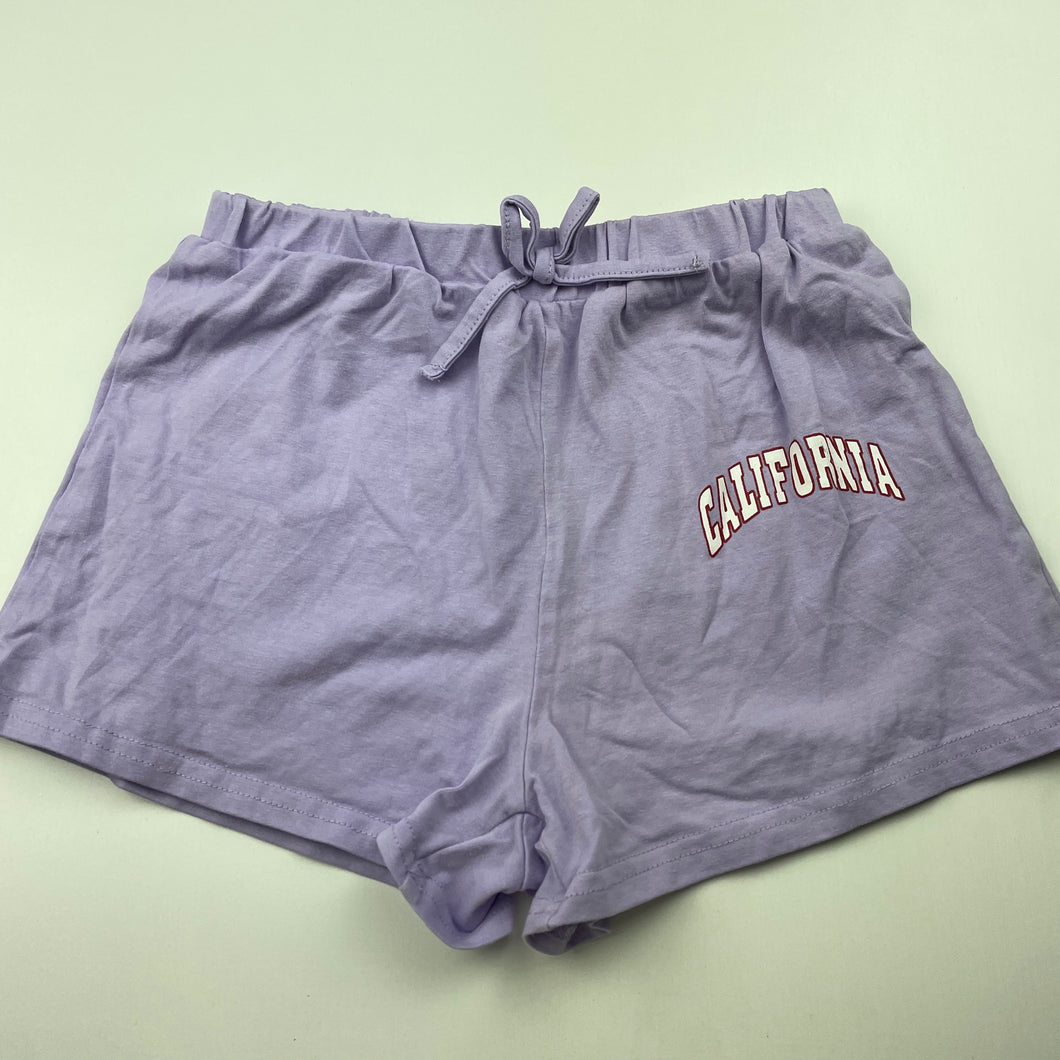 Girls SHEIN, purple casual shorts, elasticated, EUC, size 8,  