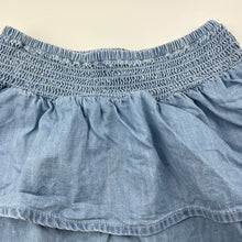 Load image into Gallery viewer, Girls Anko, blue chambray cotton skirt, elasticated, L: 29cm, FUC, size 5,  