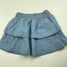 Load image into Gallery viewer, Girls Anko, blue chambray cotton skirt, elasticated, L: 29cm, FUC, size 5,  
