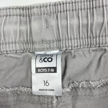 Load image into Gallery viewer, Boys Clothing &amp; Co, grey stretch cotton shorts, elasticated, GUC, size 16,  