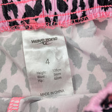 Load image into Gallery viewer, Girls Wave Zone, lightweight board shorts, elasticated, FUC, size 4,  