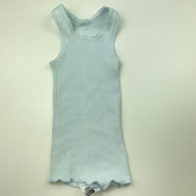 unisex Bonds, blue ribbed cotton singlet top, FUC, size 00,  