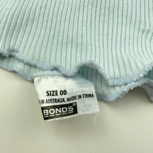 unisex Bonds, blue ribbed cotton singlet top, FUC, size 00,  