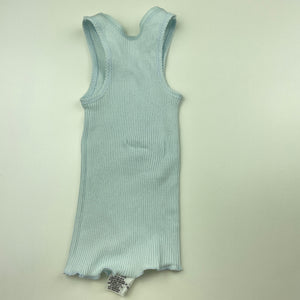 unisex Bonds, blue ribbed cotton singlet top, FUC, size 00,  