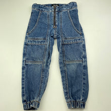Load image into Gallery viewer, Boys Bardot Junior, blue denim jeans, adjustable, Inside leg: 35.5cm, FUC, size 3,  