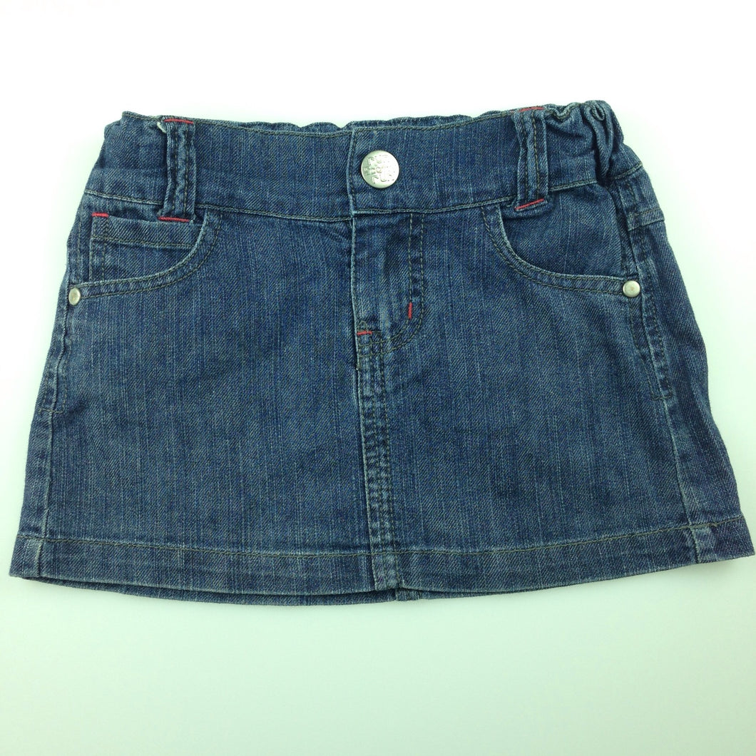 Girls Run Scotty Run, lightweight denim skirt, adjustable waist, GUC, size 4