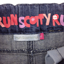 Load image into Gallery viewer, Girls Run Scotty Run, lightweight denim skirt, adjustable waist, GUC, size 4