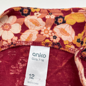 Girls Anko, floral cotton summer top, EUC, size 12,  
