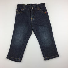 Load image into Gallery viewer, Girls Carter&#39;s, dark denim embroidered jeans, elasticated, GUC, size 1