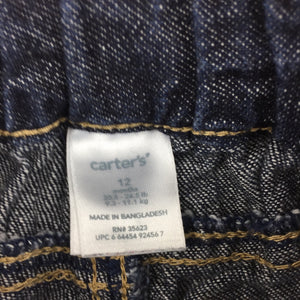 Girls Carter's, dark denim embroidered jeans, elasticated, GUC, size 1