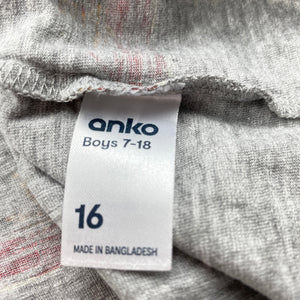 Boys Anko, grey marle Christmas t-shirt / top, EUC, size 16,  