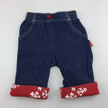 Load image into Gallery viewer, Girls Target, denim roll cuff pants / bottoms, elasticated, GUC, size 000