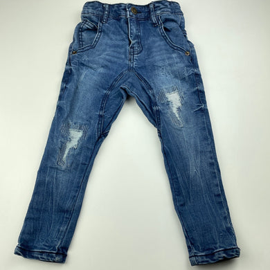 Boys Cotton On, distressed stretch denim jeans, adjustable, GUC, size 3,  