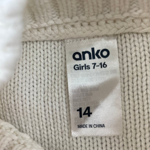 Girls Anko, cream knitted sweater / jumper, GUC, size 14,  
