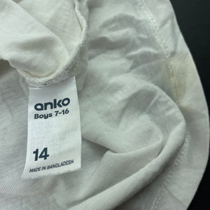 Boys Anko, white cotton t-shirt / top, wolf, FUC, size 14,  