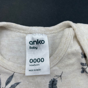 unisex Anko, cotton bodysuit / romper, kangaroos, GUC, size 0000,  