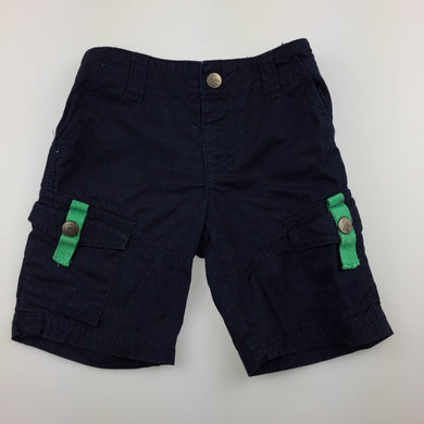 Boys Target, navy cottn cargo shorts, elasticated, GUC, size 00