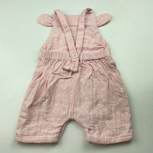 Load image into Gallery viewer, Girls Seed, pink cotton overalls / romper, light mark on pocket, FUC, size 000,  